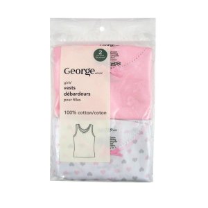 Débardeurs George rose avec imprimé chat (gr. 2T-3T) (pqt 2) (image for) Débardeurs George rose avec imprimé chat (gr. 2T-3T) (pqt 2)